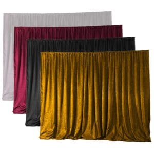 a set of four velvet curtains with different colors