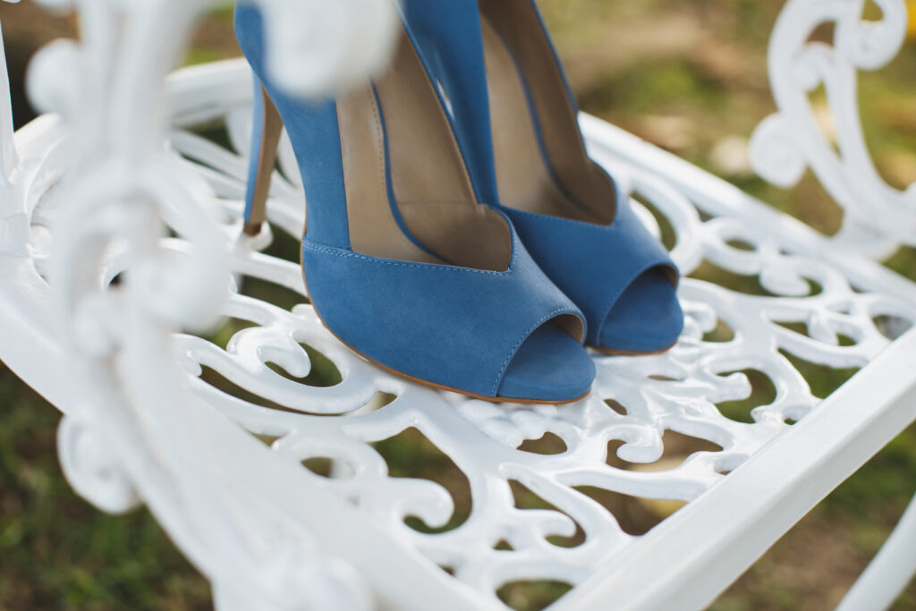 Womens wedding shoes on chair