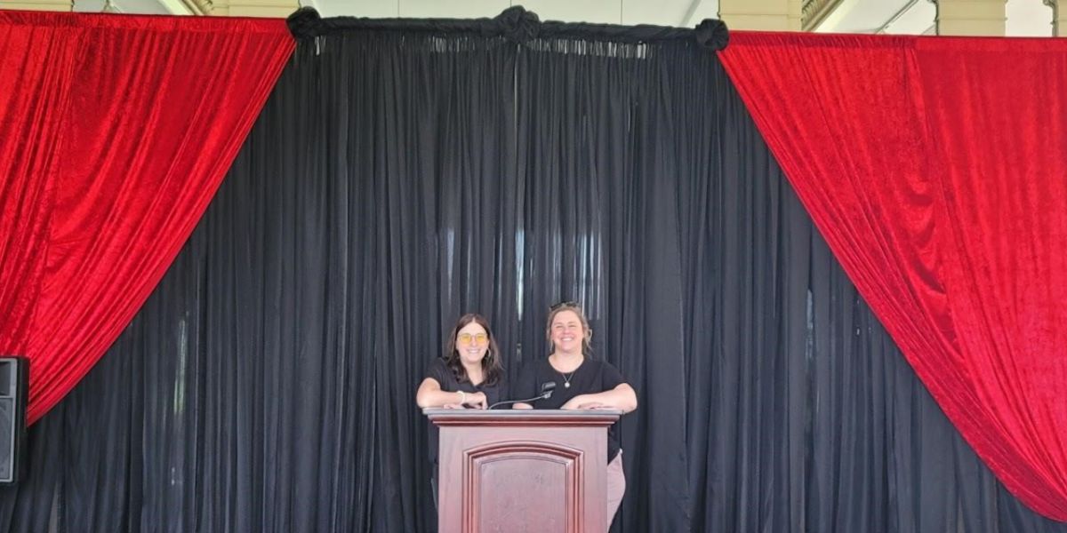red velvet draping at the Allegheny Country Club