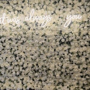 Flower Wall Leafy Green with White Roses