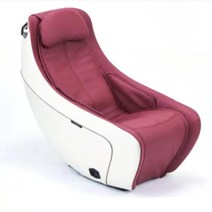 a red and white reclining chair on a white background