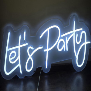 a neon sign that says let's party