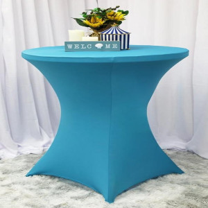 a blue table with a welcome sign on it