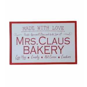 a red and white sign that says made with love