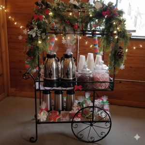 a christmas candy cart with candy and candies