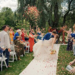 Ivory white carpet aisle runner rental for wedding ceremony in Pittsburgh PA, 4 feet wide available in 25 and 35 foot lengths, Event Rentals of Pittsburgh