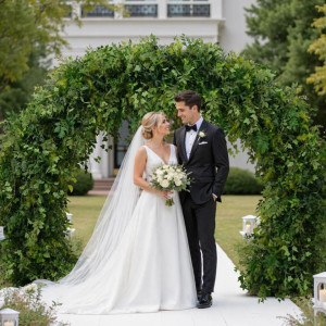 The Garden Estate Ceremony Arch, lush silk greenery wedding arch rental standing over 8 feet tall for outdoor and indoor wedding ceremonies in Pittsburgh PA, Event Rentals of Pittsburgh