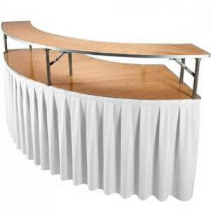 Serpentine table riser rental creating two tier curved bar and buffet display for wedding cookie tables and corporate events in Pittsburgh PA, Event Rentals of Pittsburgh